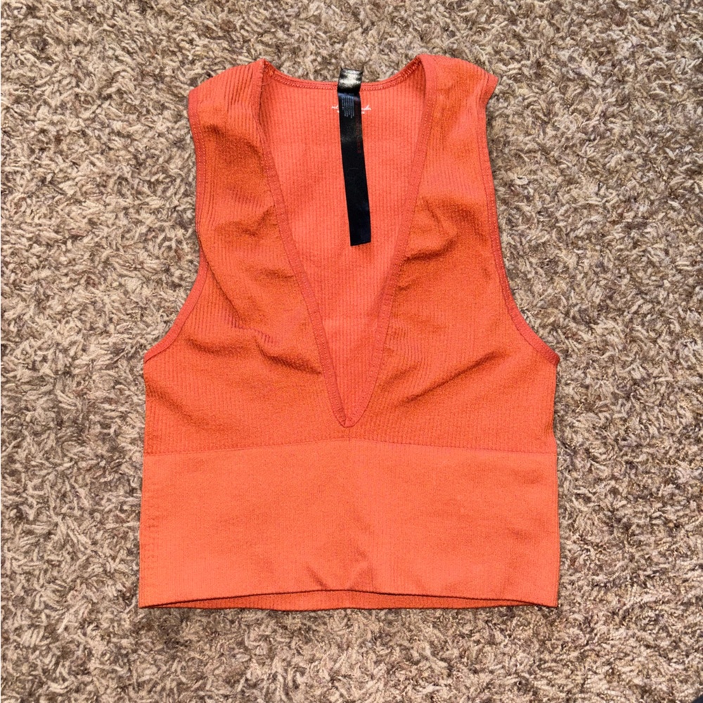 Out From Under | Orange V-Neck Ribbed Tank